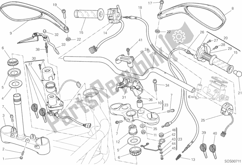Toutes les pièces pour le Guidon du Ducati Monster 696 ABS 2013